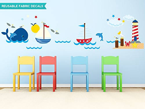 Nautical Fabric Ocean Scene Wall Decal C46104