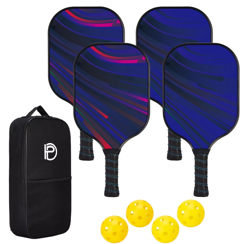 Wood Pickleball Paddles Set of 4 with Mesh Bag A55848