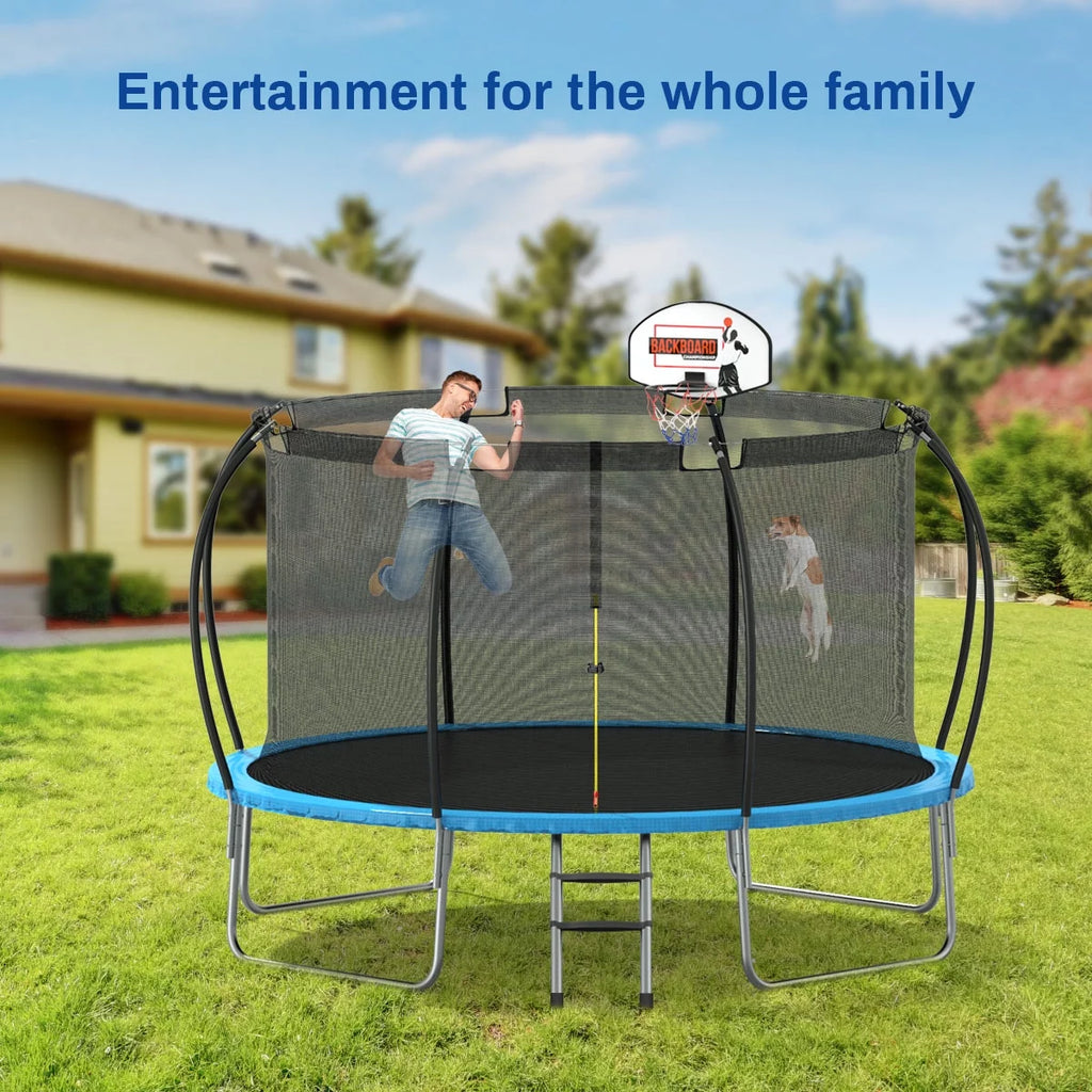 12 ft Trampoline with Enclosure and Basketball Hoop Q89496