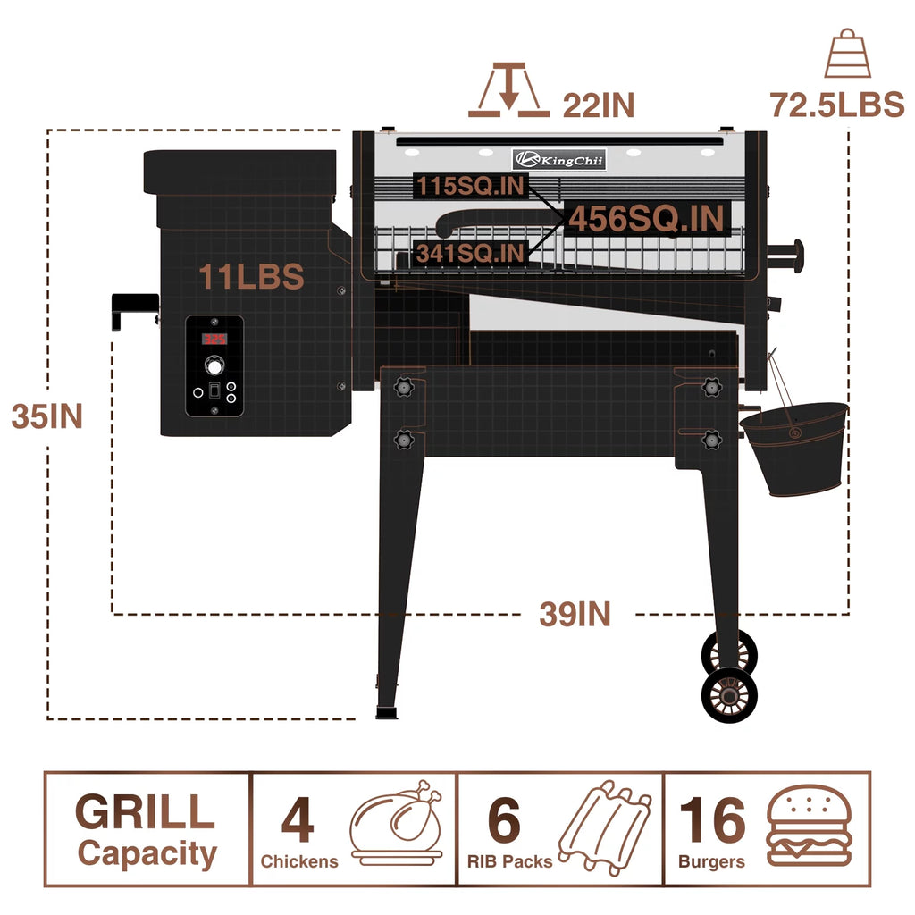 Wood Pellet Smoker & Grill BBQ with Auto Temperature Controls L6526