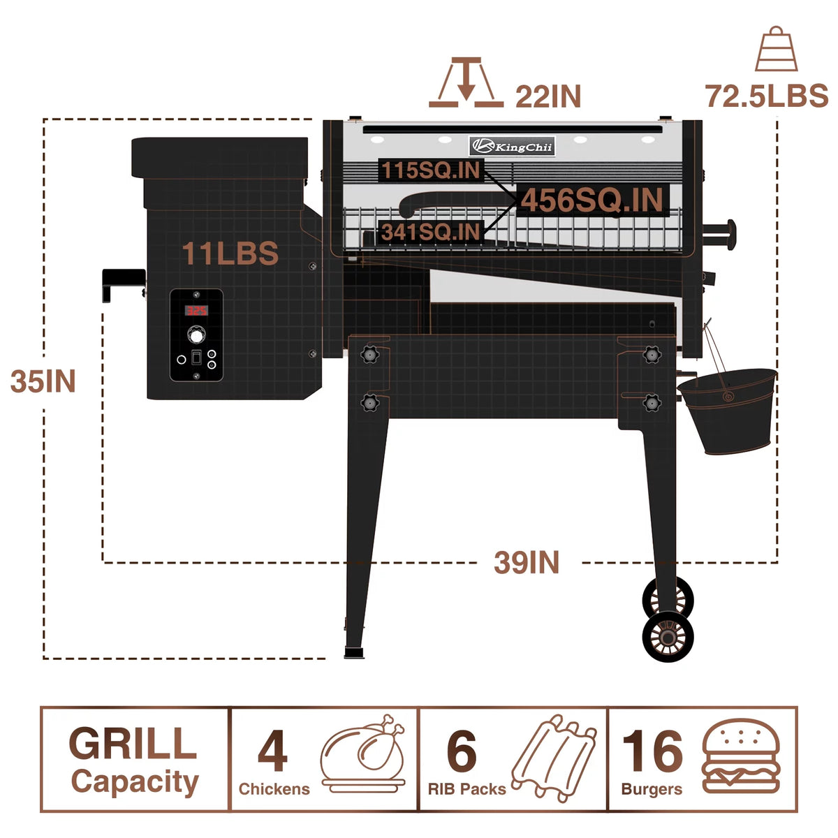 Wood Pellet Smoker & Grill BBQ with Auto Temperature Controls L6526