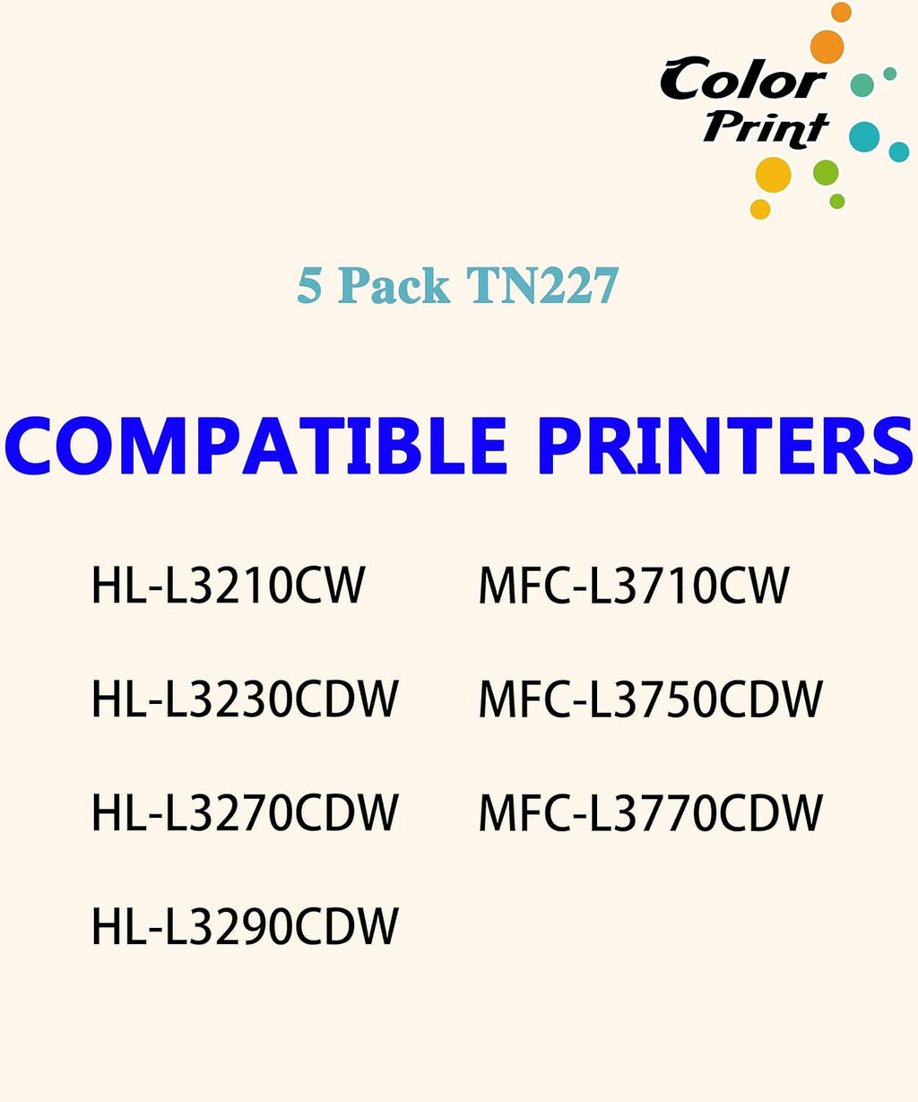 Compatible TN227 Toner Cartridge Replacement 5-Pack J5266
