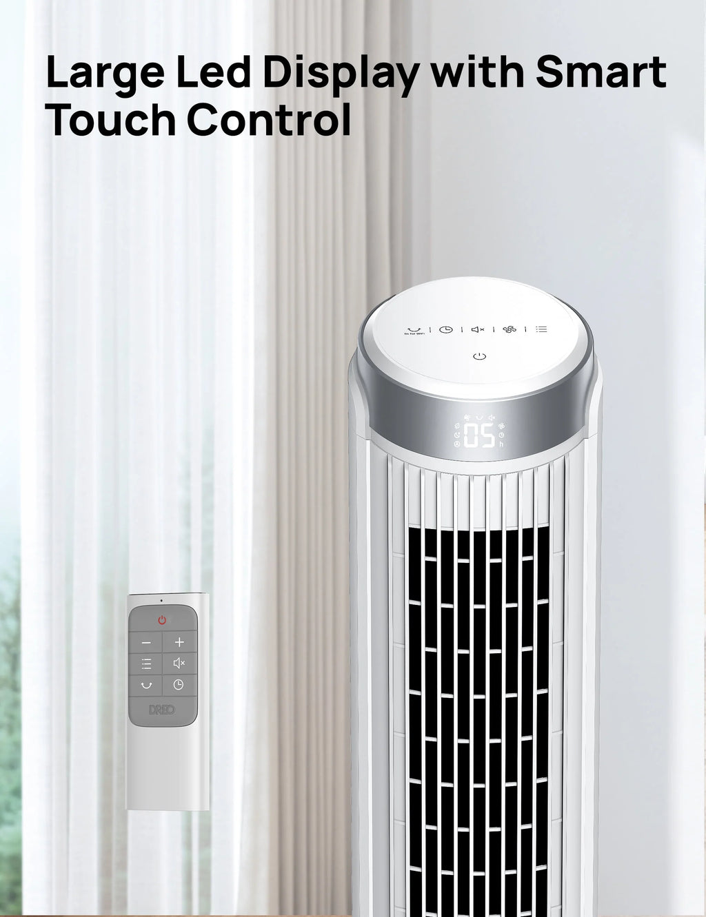 40 Inch Oscillating Tower Fan with Remote, White Q3389