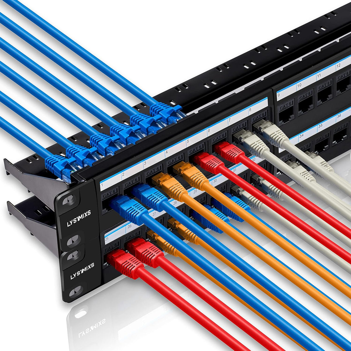 24 Port Cat6 Feed Through Network Patch Panel 19 Inch B295217