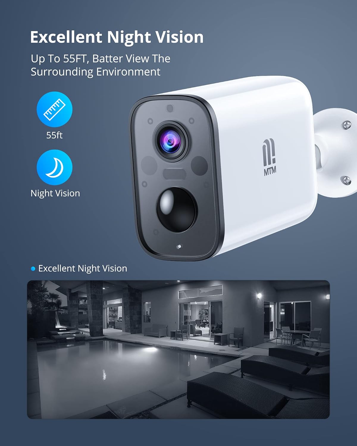 Wireless Outdoor Security Camera 1080P Night Vision IP66 Waterproof W3606