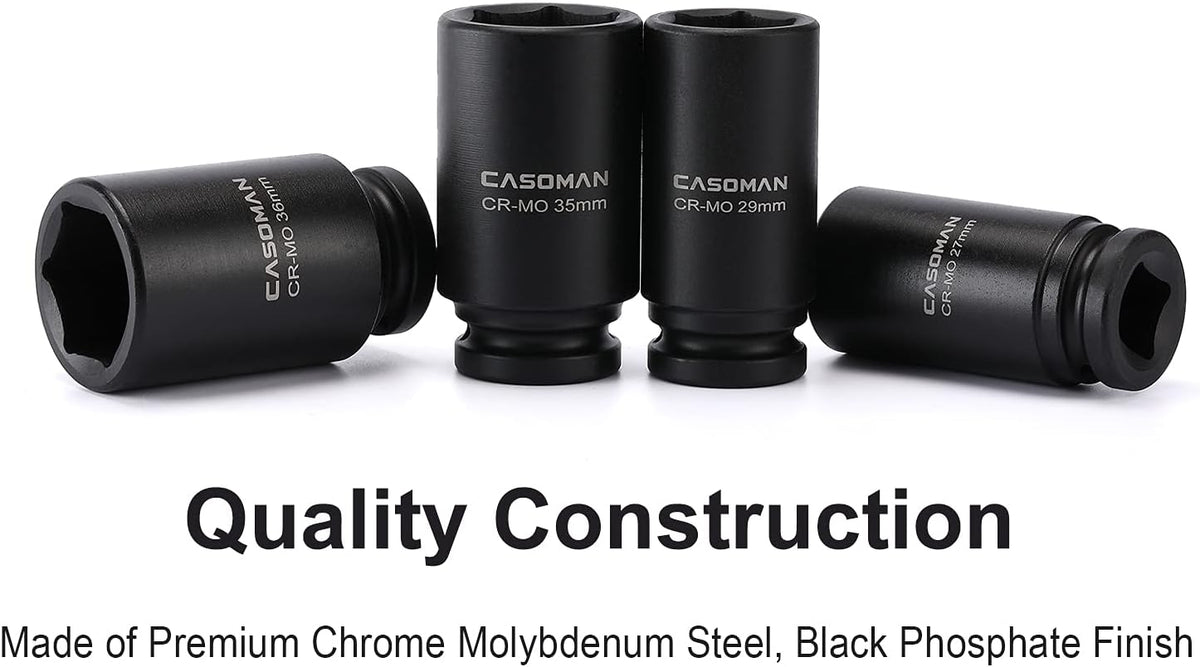 8 Pieces 3/4-Inch Drive Deep Impact Socket Set, CR-MO, Metric, 6-Point, 26mm to 38mm U66030