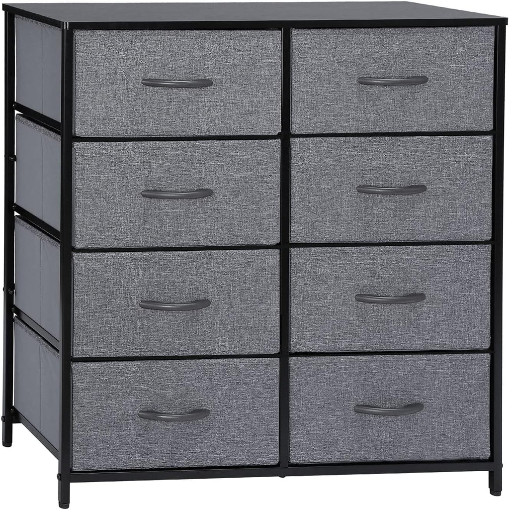 Gray 8 Drawer Fabric Dresser with Wood Top T113571