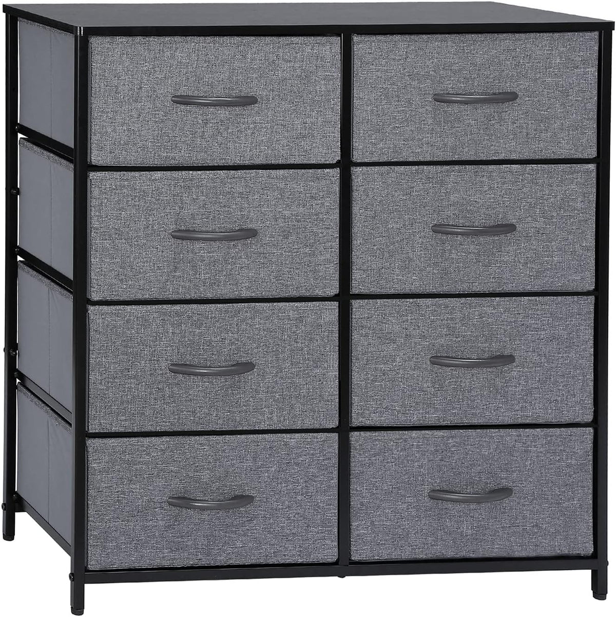 Gray 8 Drawer Fabric Dresser with Wood Top T113571