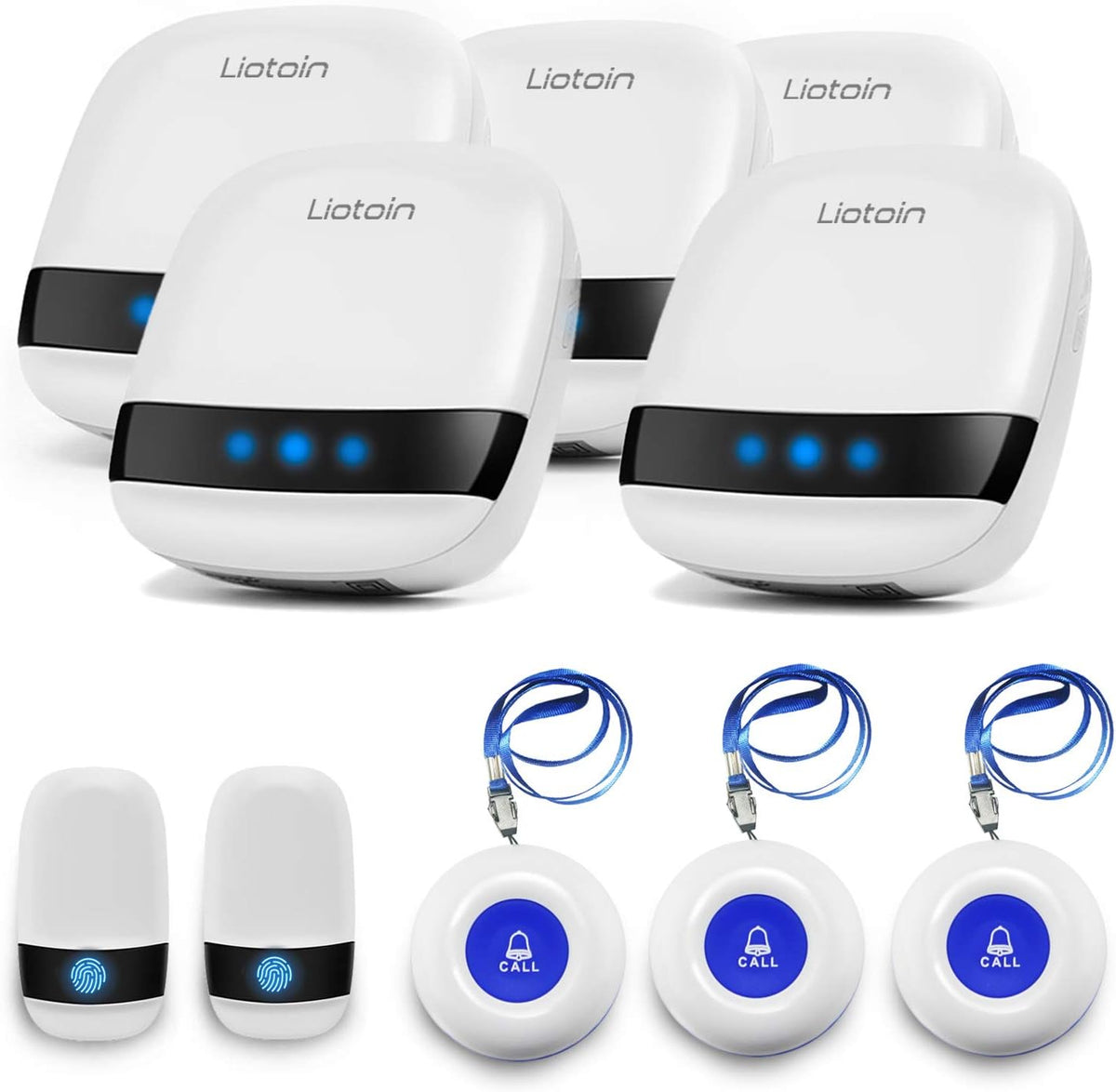 Caregiver Pager Wireless SOS Call Button Nurse Alarm System 5 Transmitter 5 Plug-in Receiver S649