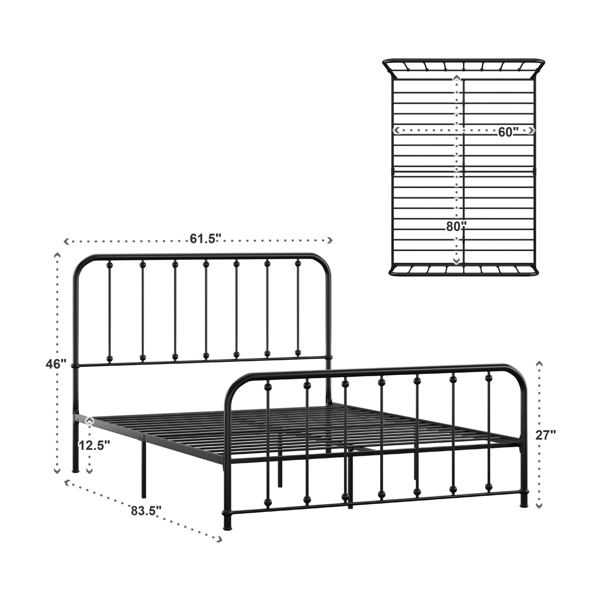 White Metal Platform Full Bed K8037