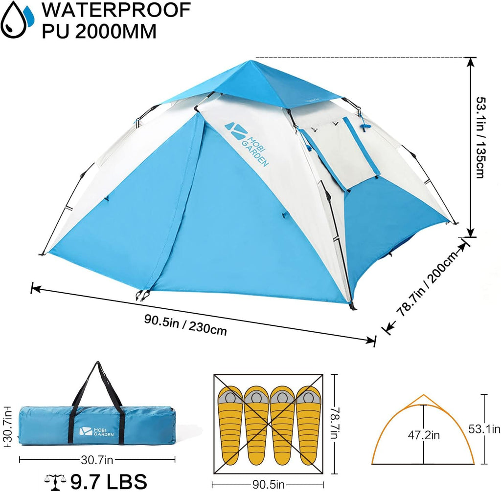 4 Person Waterproof Pop Up Camping Tent U583674