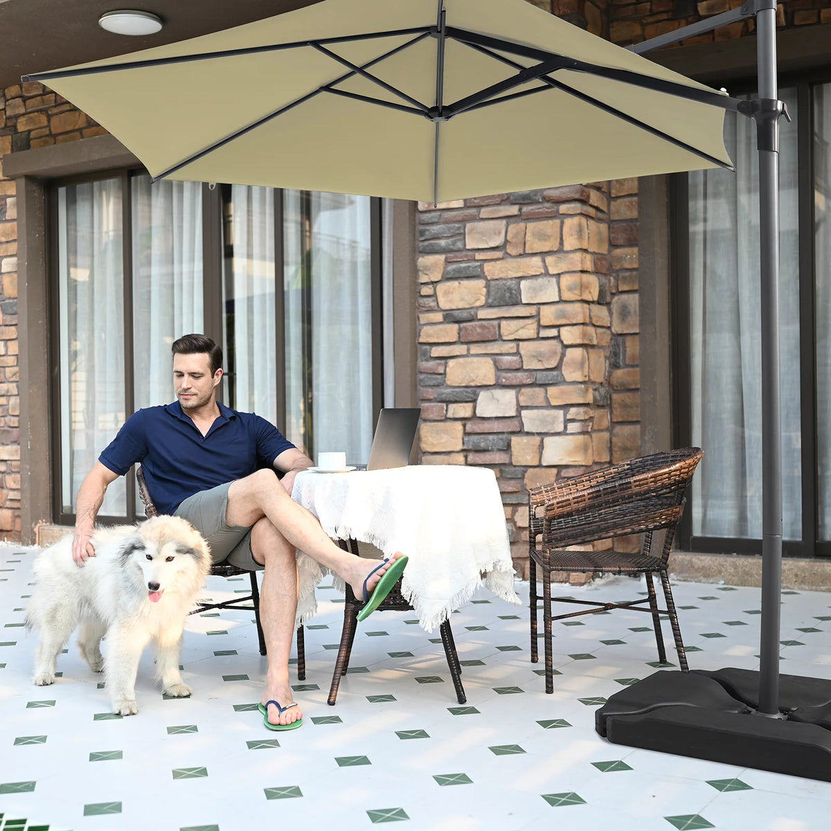 10ft Beige Outdoor Patio Umbrella I6830