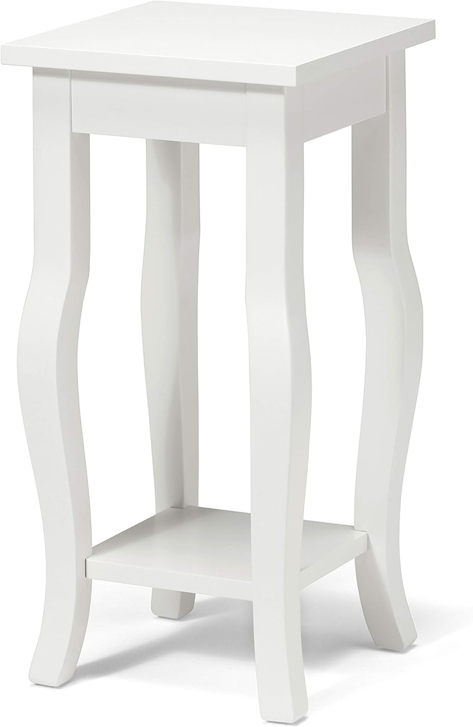 Black Wood Pedestal End Table with Display Shelf W82067