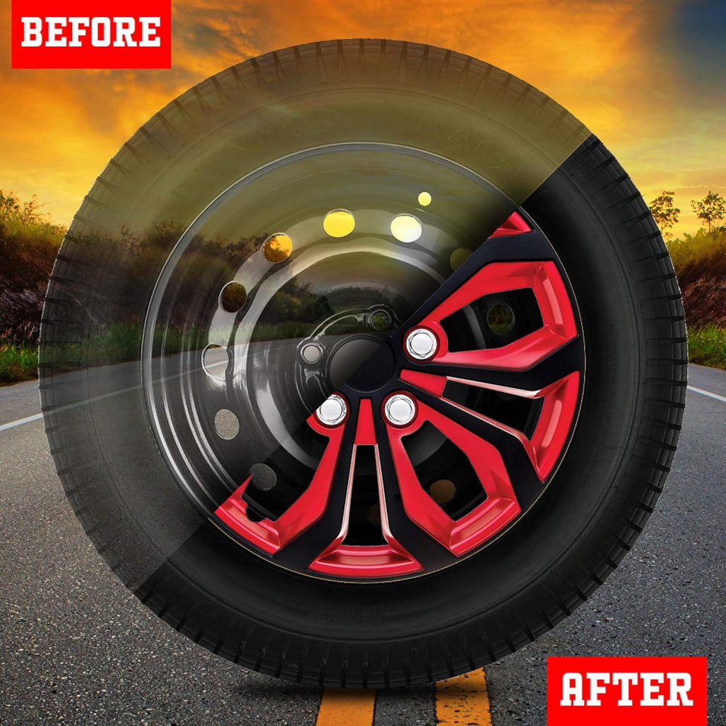 Set of 4 17 Wheel Cover Red and Black ABS E159