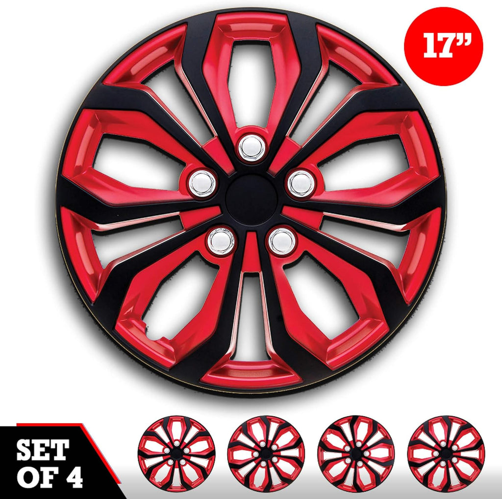 Set of 4 17 Wheel Cover Red and Black ABS E159