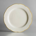 Ivory Scalloped Edge China Plate with Gold Band - 12/Case E77184