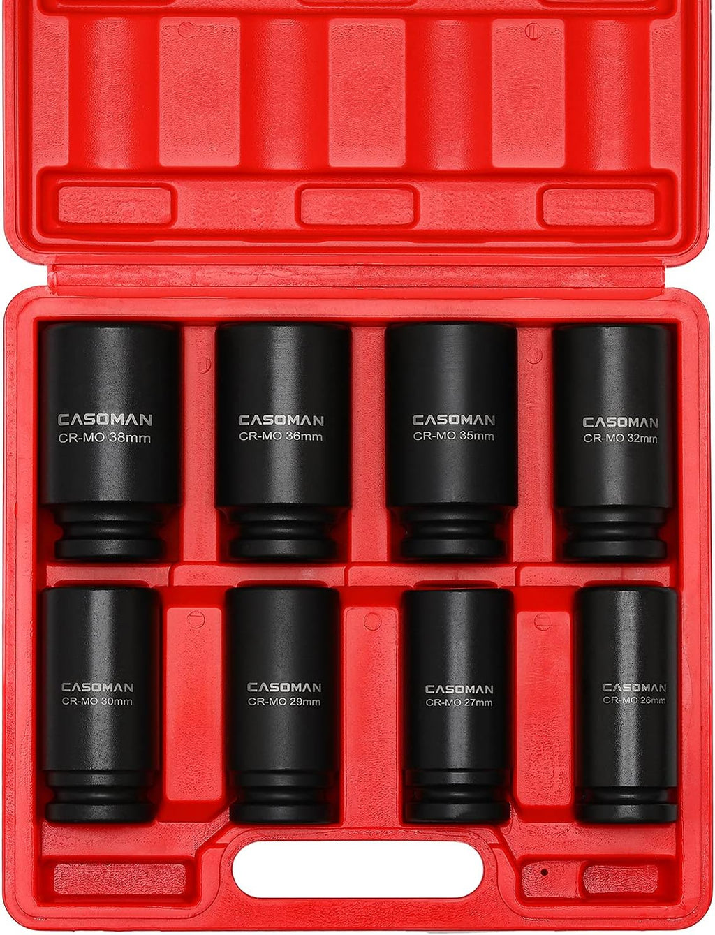 8 Pieces 3/4-Inch Drive Deep Impact Socket Set, CR-MO, Metric, 6-Point, 26mm to 38mm U66030