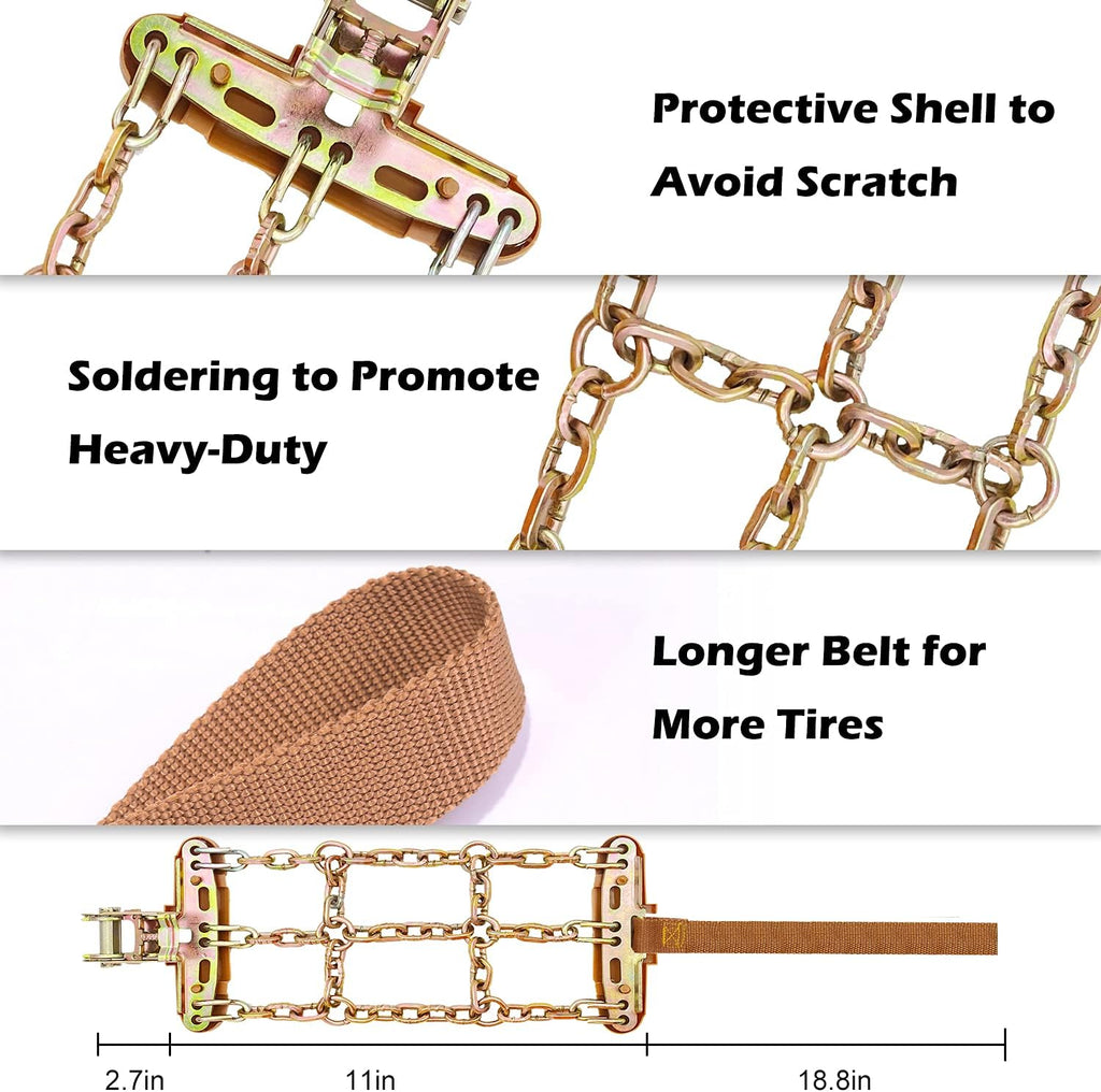 Snow Chains 6PCS Adjustable Tire Width 6.5-8.8in C38909