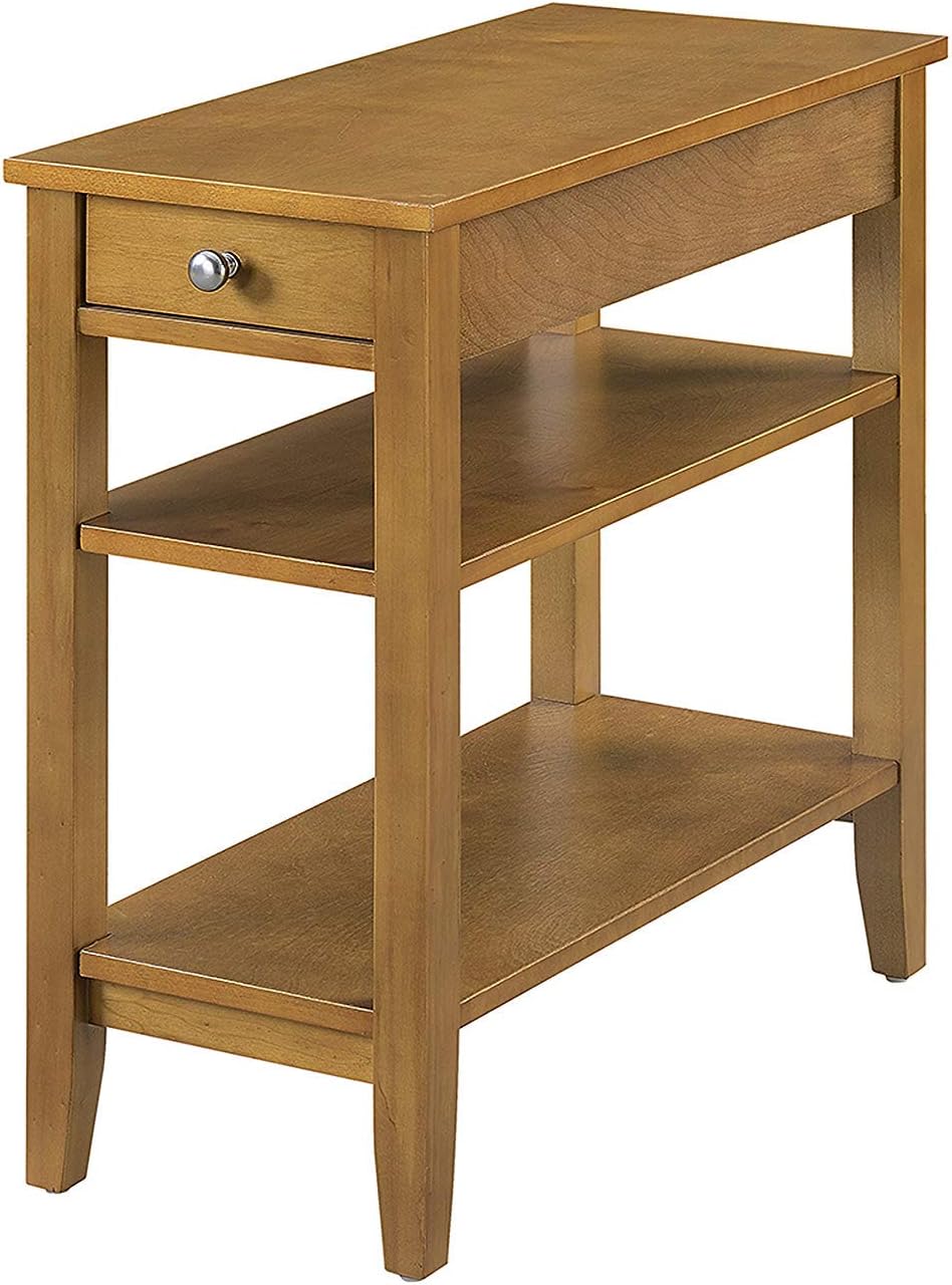 Three Tier End Table with Drawer, Mahogany T2816