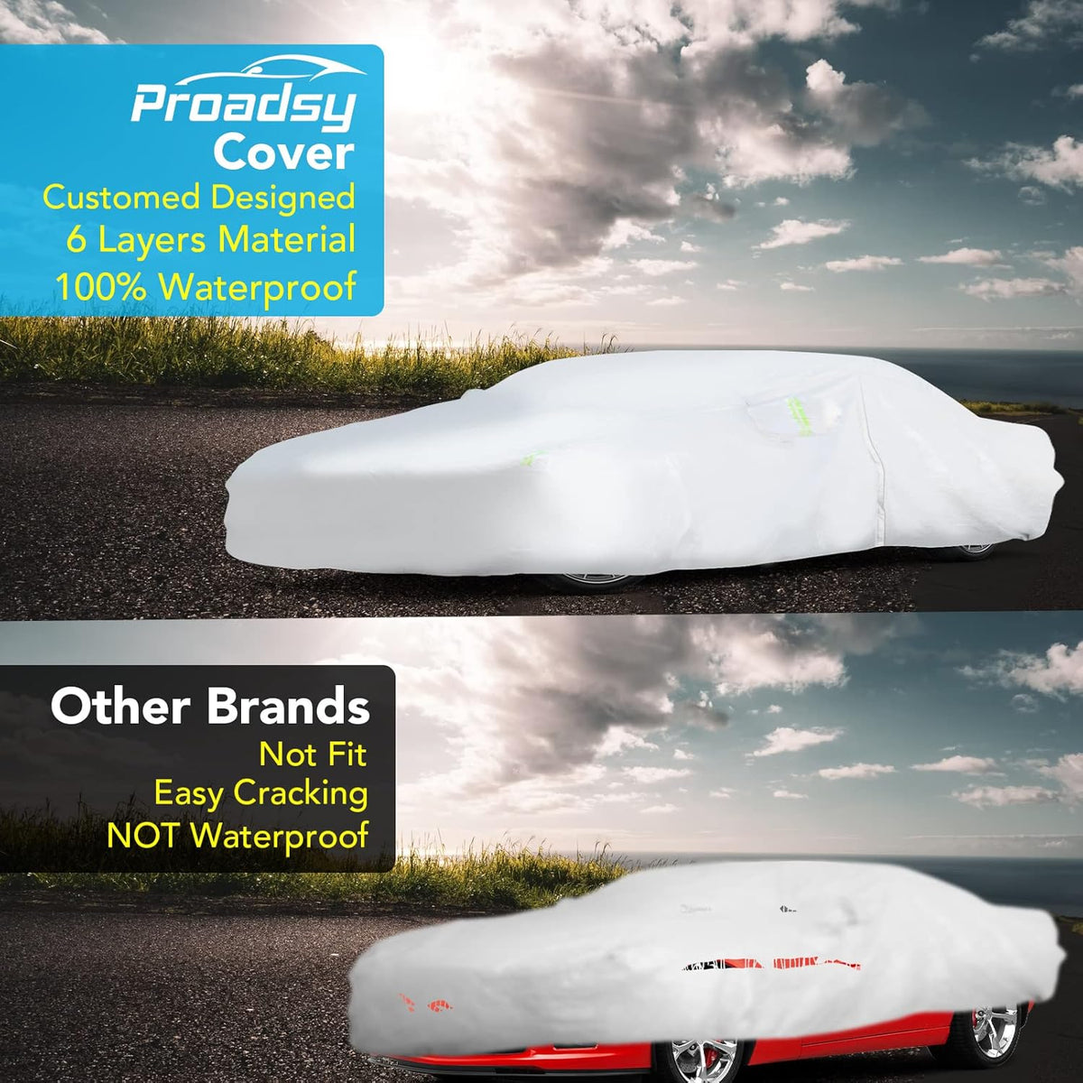 6 Layers All Weather Waterproof Car Cover with Zipper W702