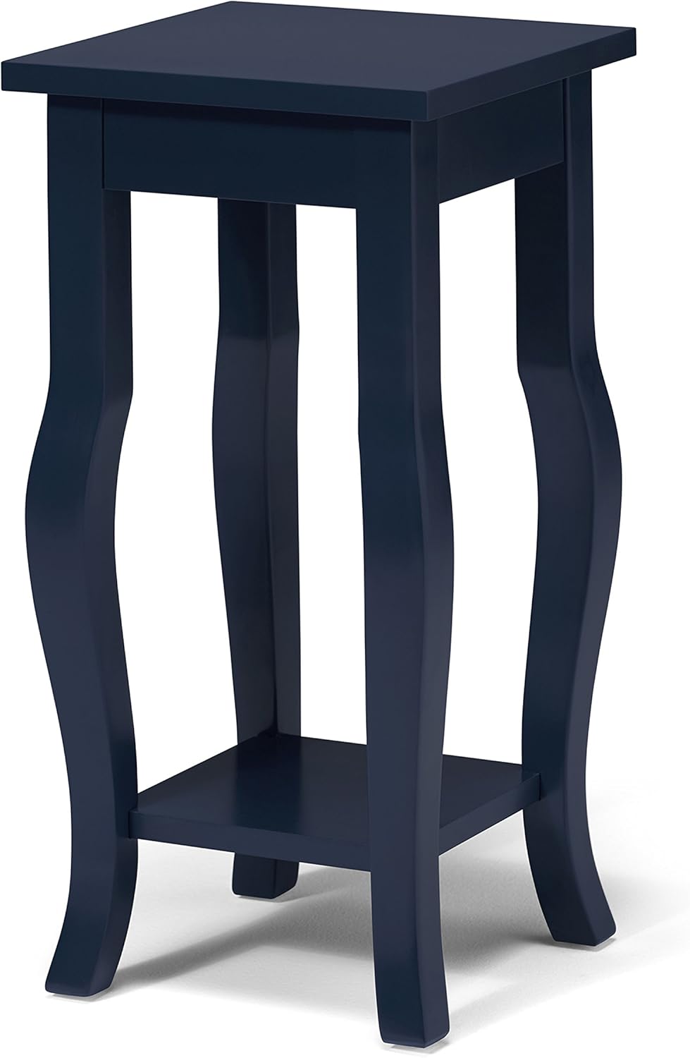 Black Wood Pedestal End Table with Display Shelf W82067