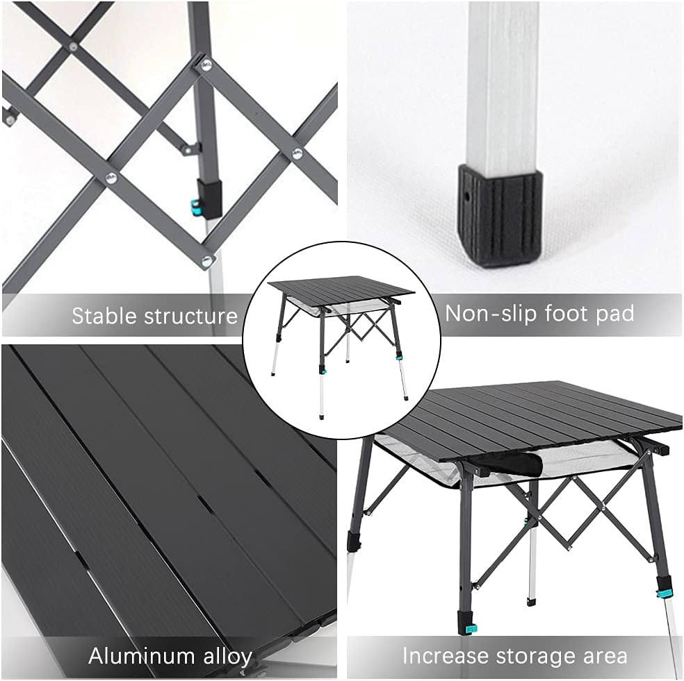 Portable Folding Camping Table with Aluminum Legs Adjustable Height E715542
