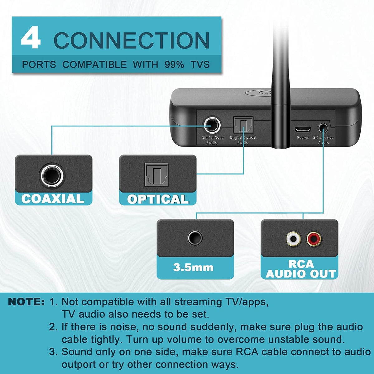 Wireless Headphones with Optical Bluetooth Transmitter, up to 165ft Range, Black U2795