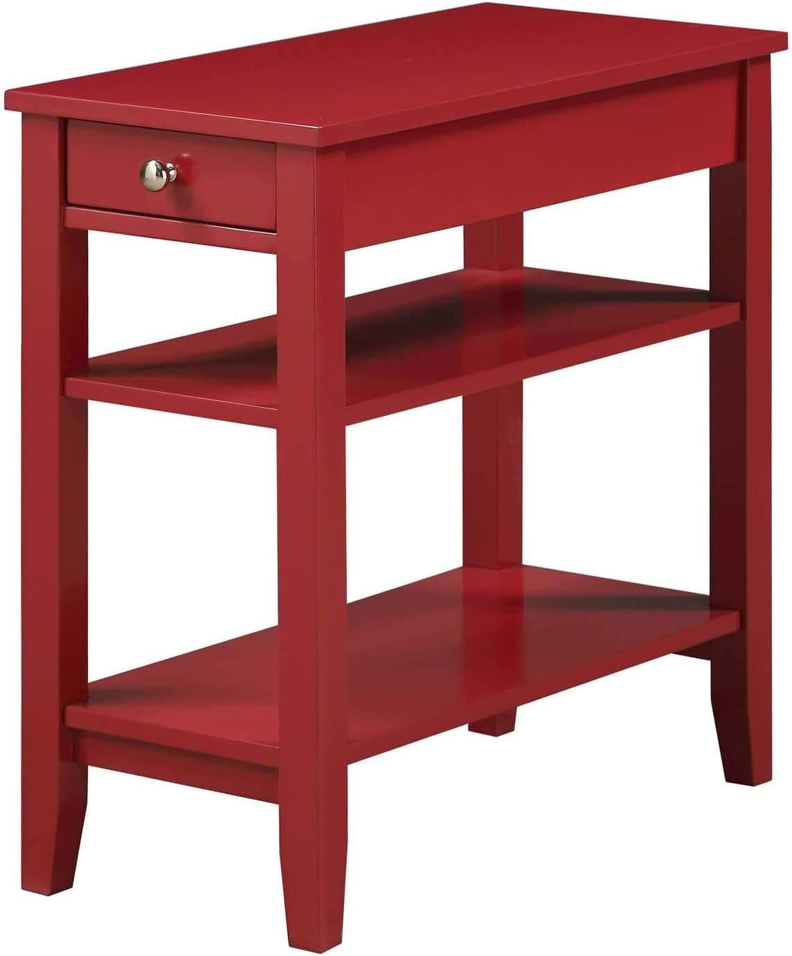 Three Tier End Table with Drawer, Mahogany T2816