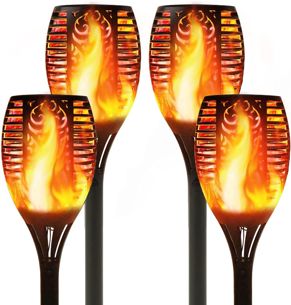 96 LED Waterproof Solar Tiki Torches 4 Pack B778