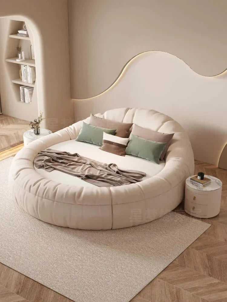 Leather Round Double Bed P30958