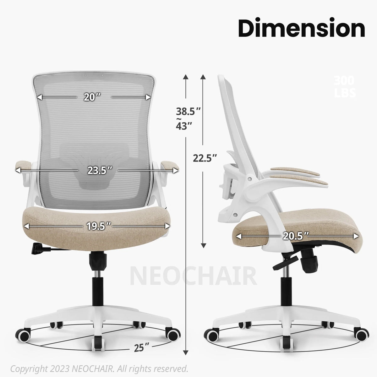 Black Ergonomic High Back Office Chair with Flip-up Arms T71606