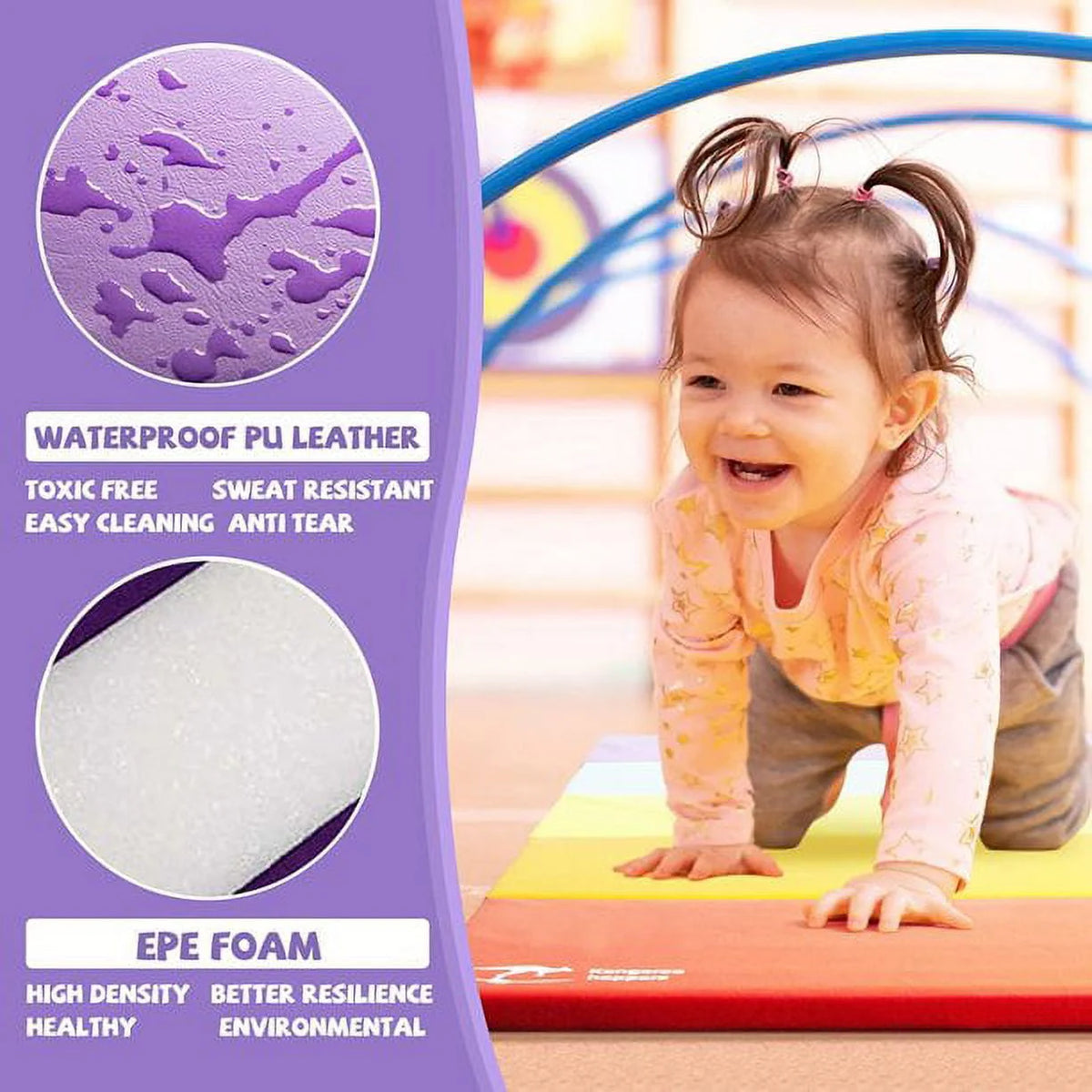 3' x 6' Kids Gymnastics Mat with Carrying Handles H9426