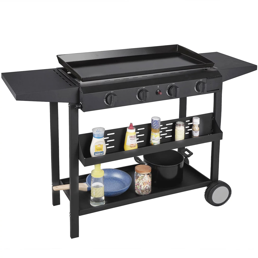4 Burner Propane Gas Grill Griddle, Black K918