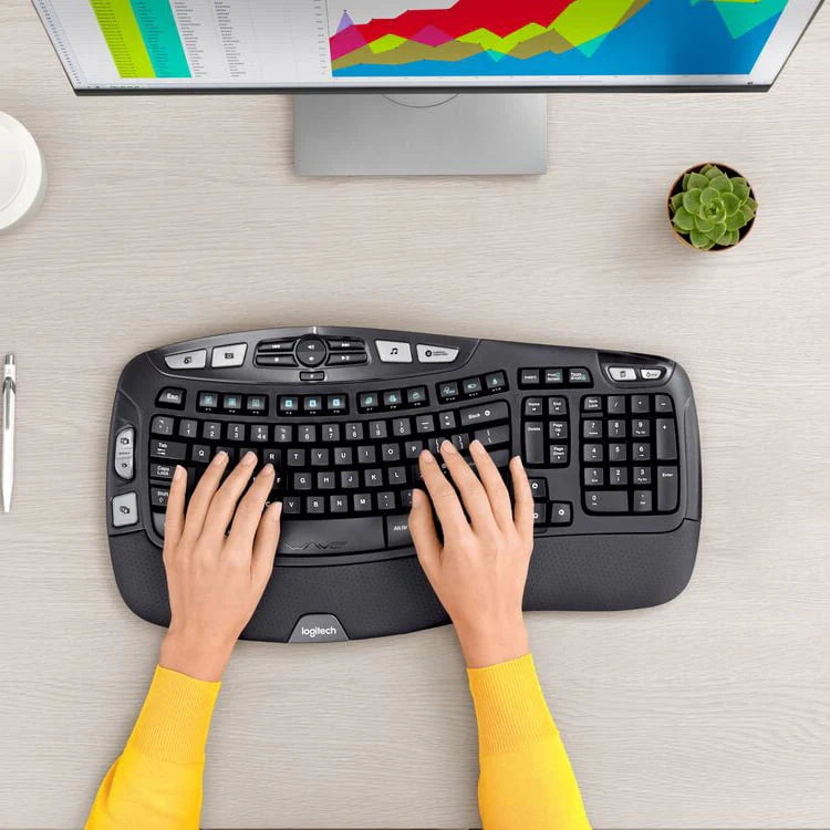 Wireless Keyboard and Mouse Combo, Full-Size, Black H49849