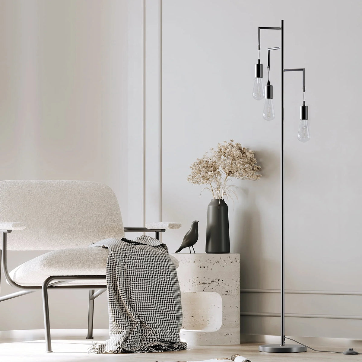 3 Light Black Floor Lamp U464