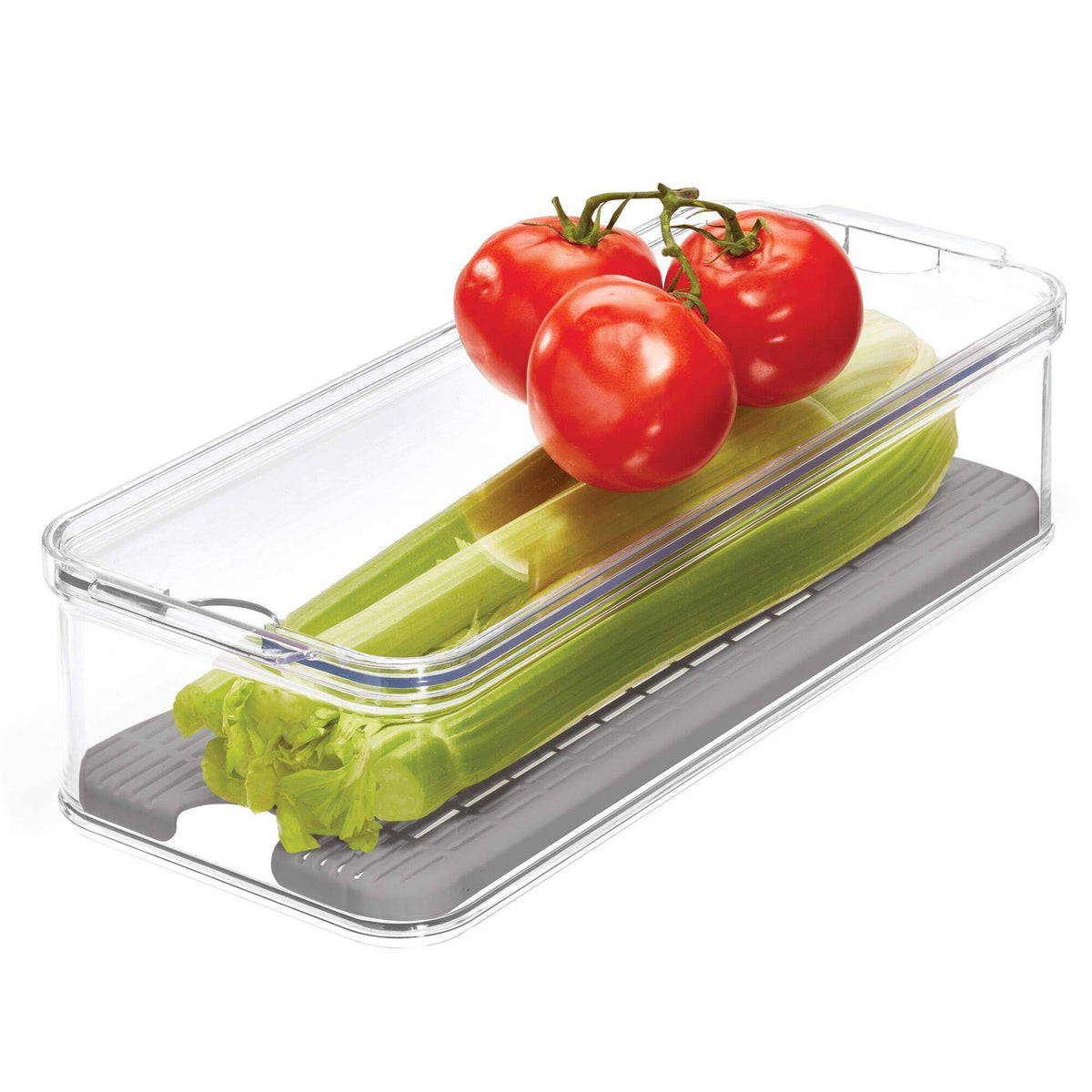 Plastic Refrigerator and Stacking Pantry Bin with Lid U1586
