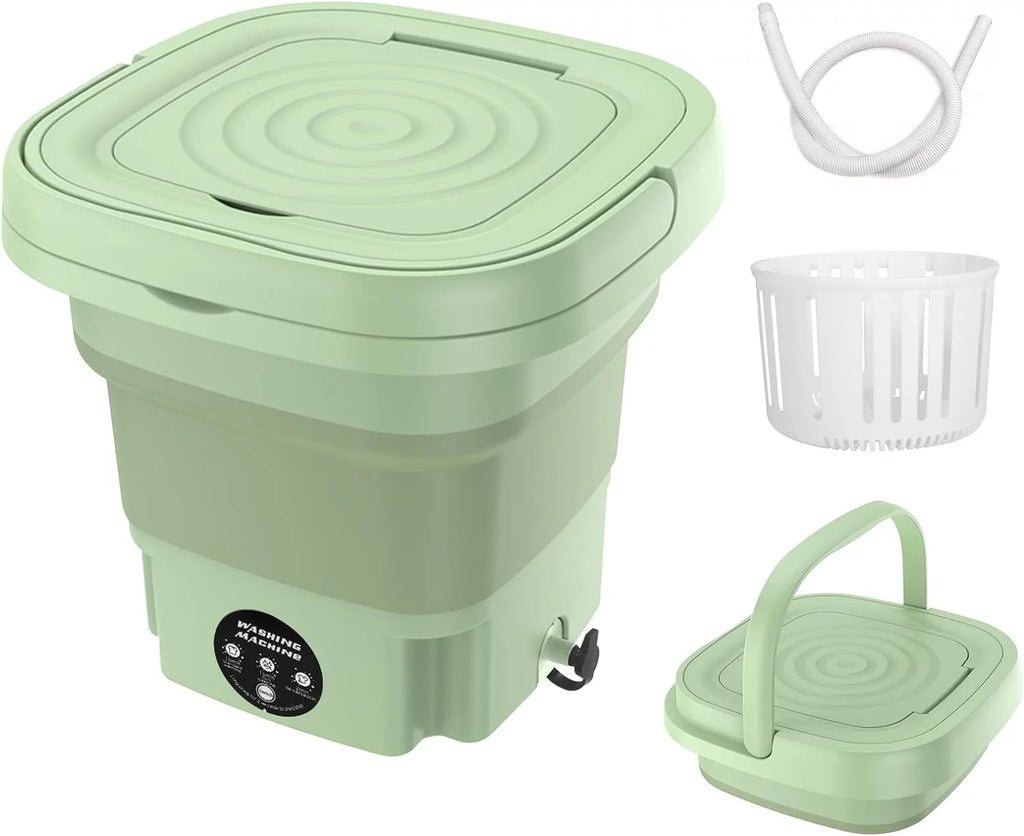 Mini Folding Washing Machine with Dryer Bucket, 8L Green P491232
