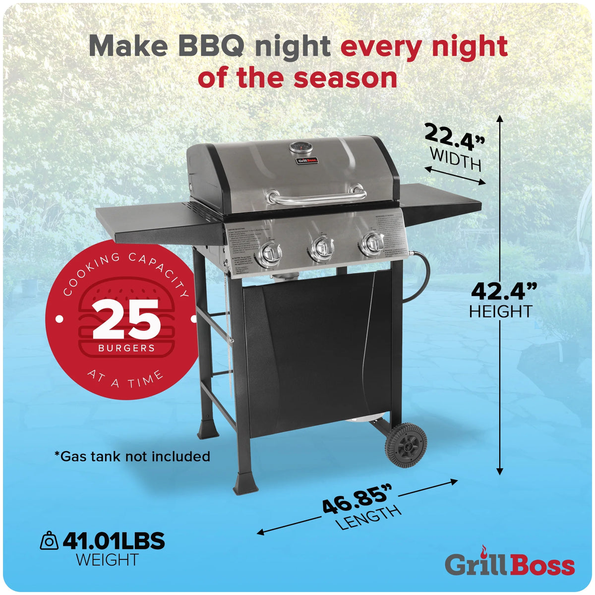 4-Burner Gas Grill with Side Burner and Side Shelves R528