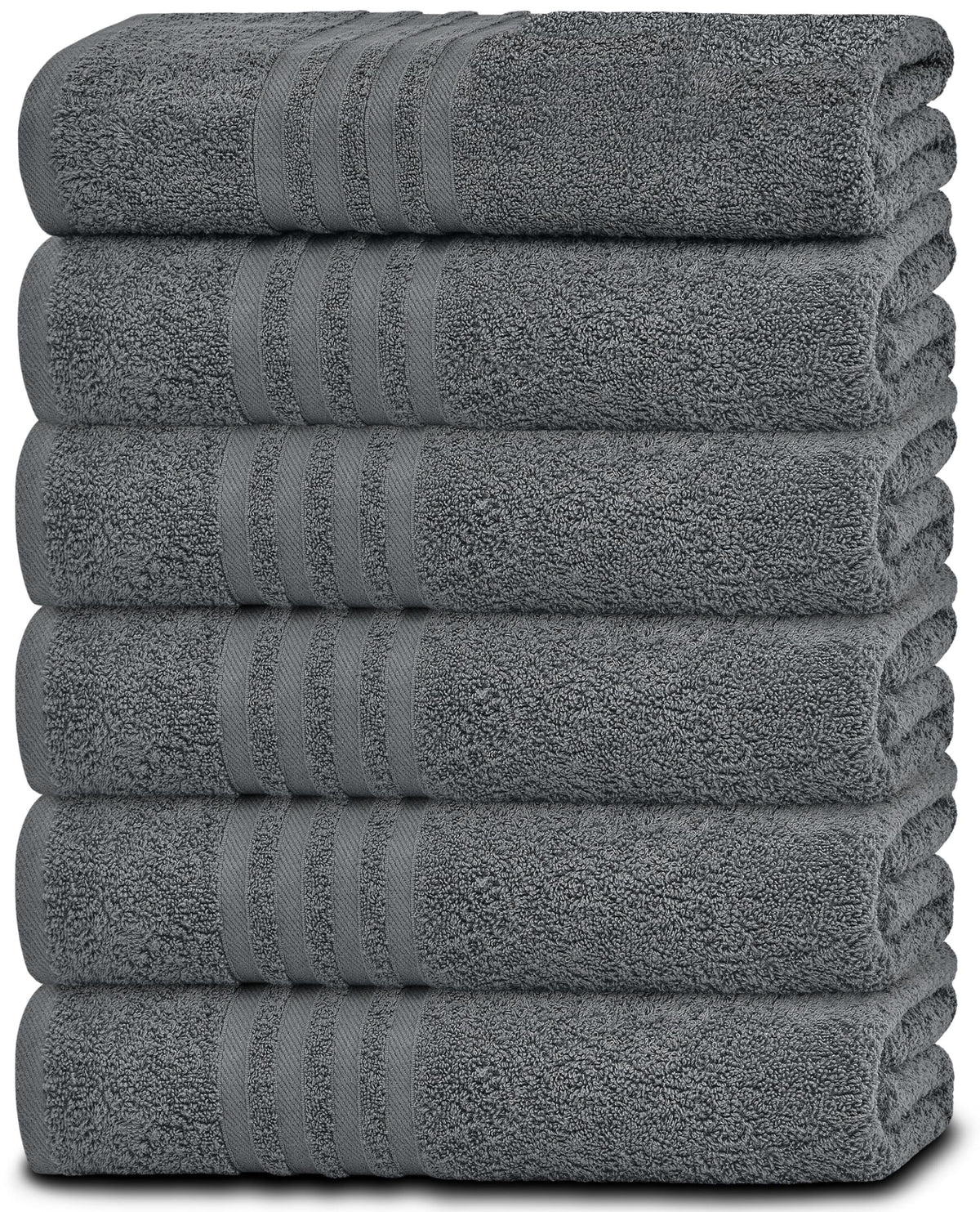 Cotton Bath Towels 24x50 Inch 6 Pack White A7079