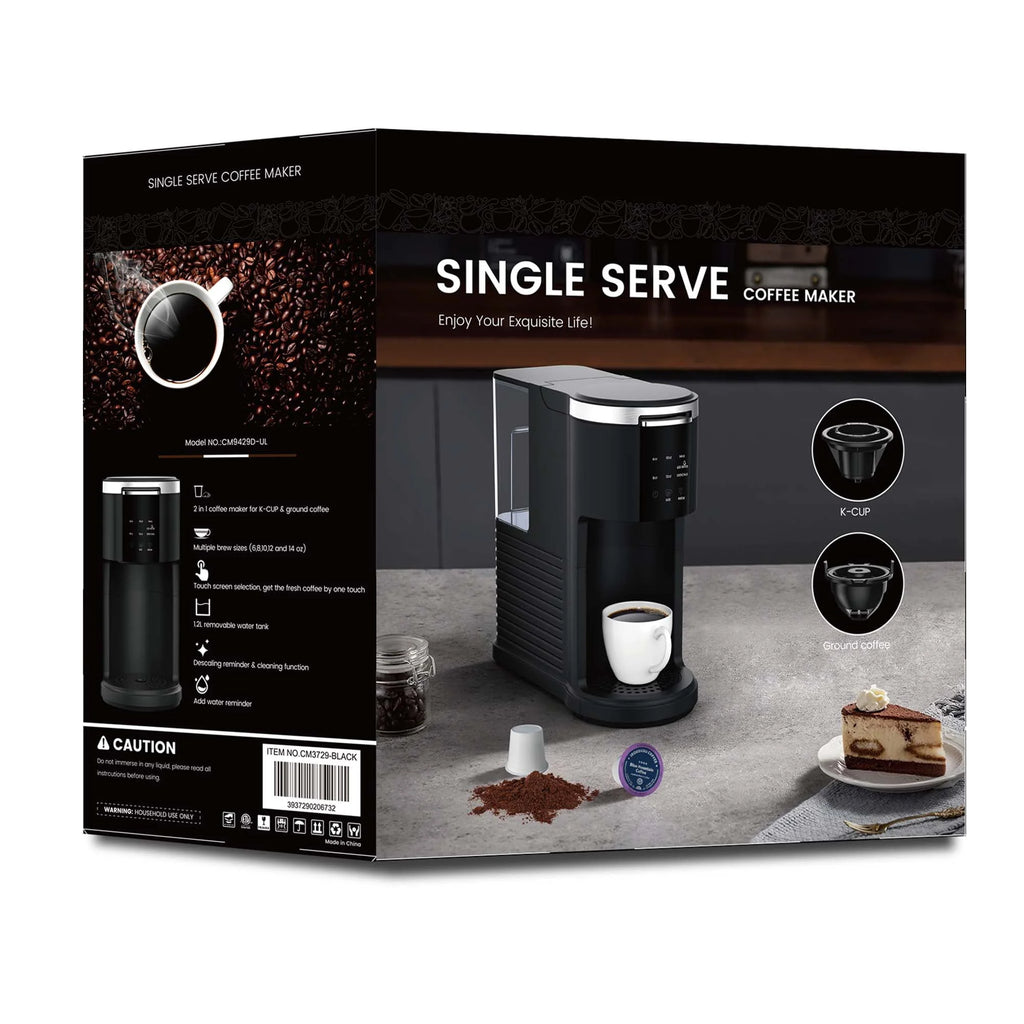2-in-1 Single Serve Coffee Maker, Black V426