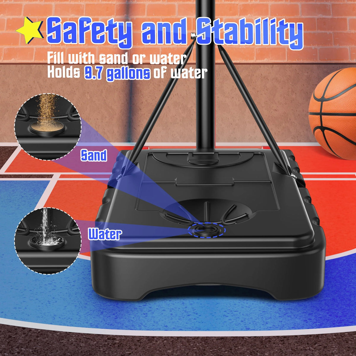 Adjustable Portable Basketball Hoop with 33 Shatterproof Backboard Q767456