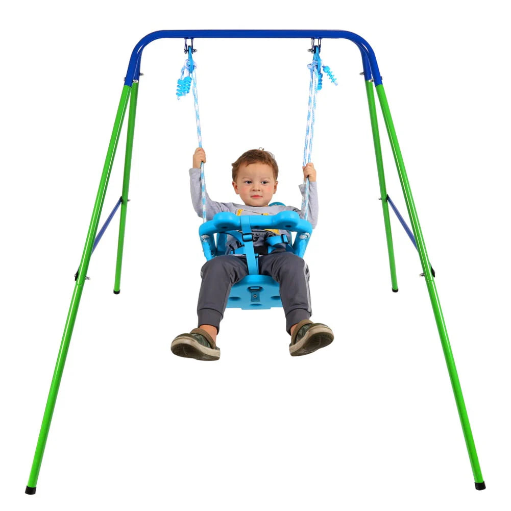 Folding Metal Toddler Swing Set with Safety Seat U346