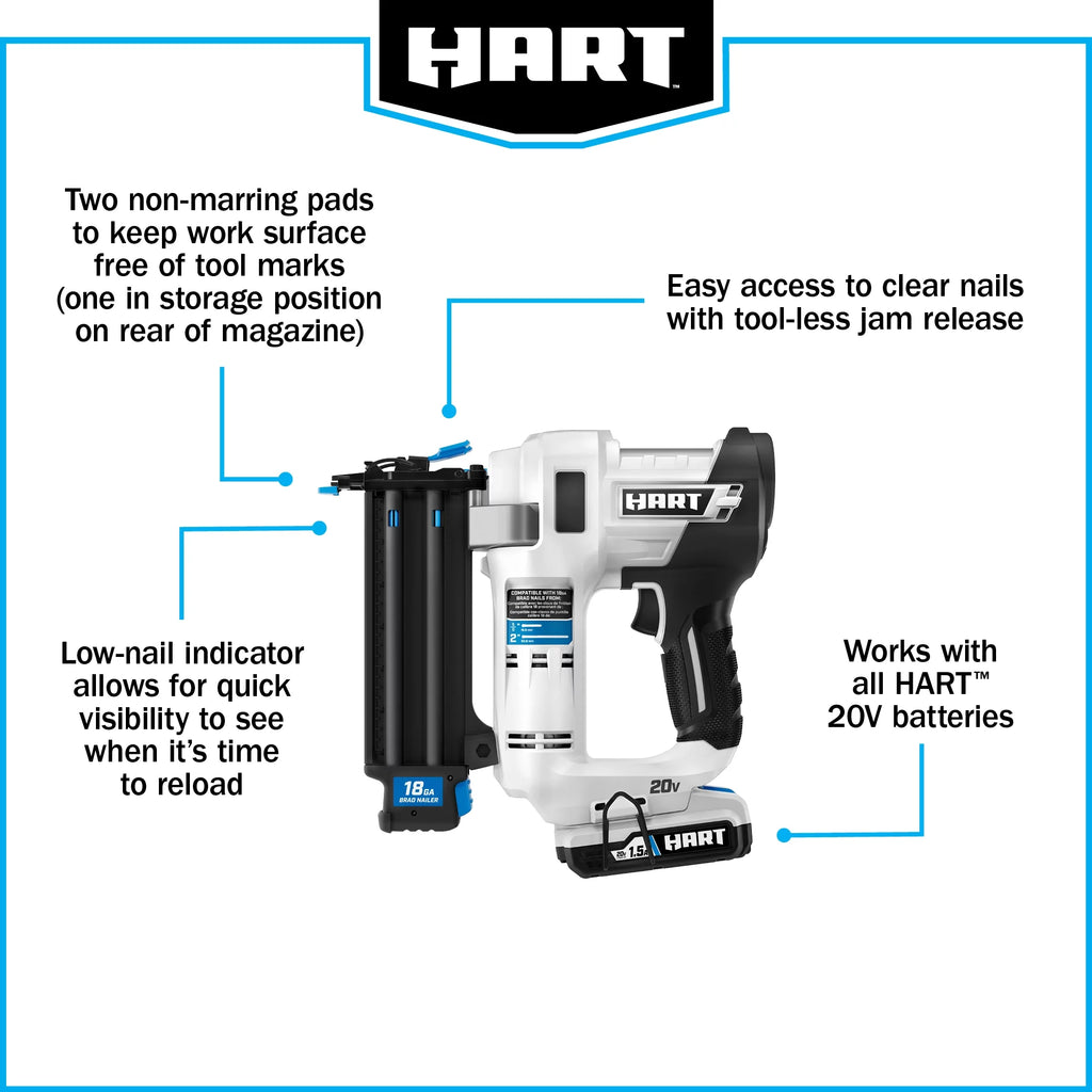20-Volt 18-Gauge Battery-Powered Brad Nailer Kit I74909