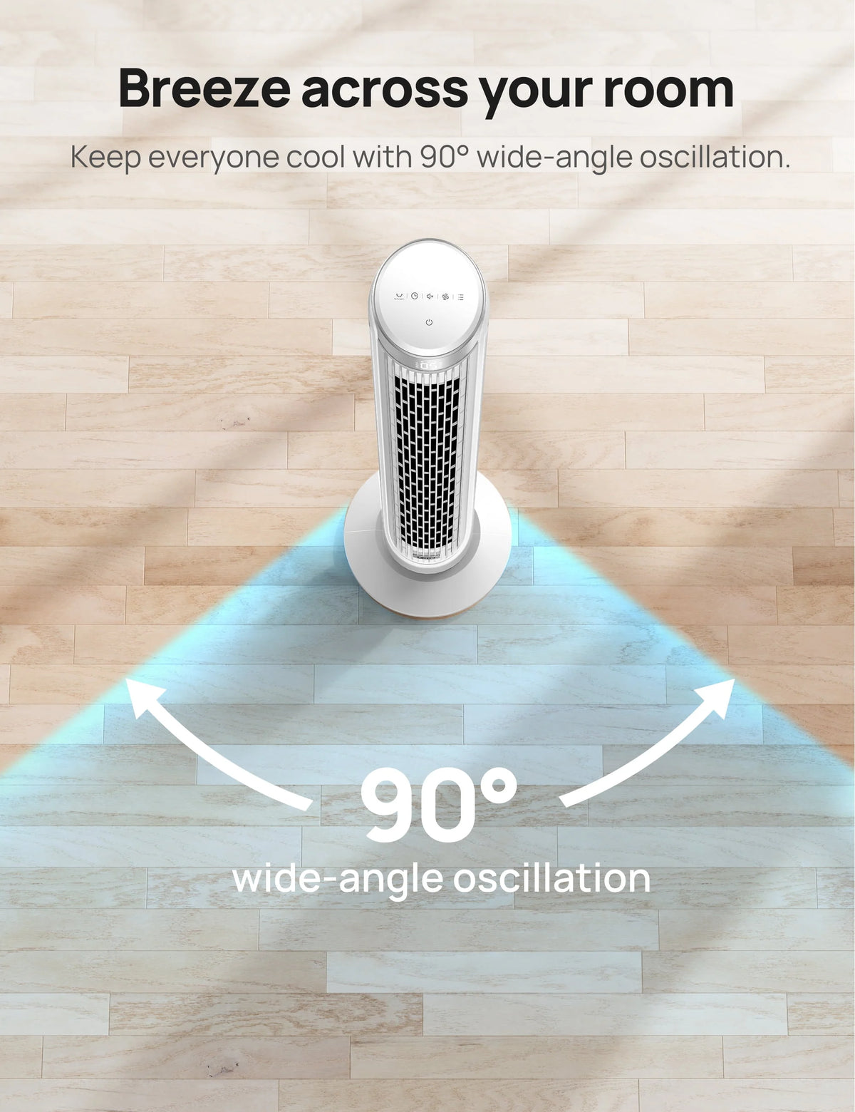 40 Inch Oscillating Tower Fan with Remote, White Q3389