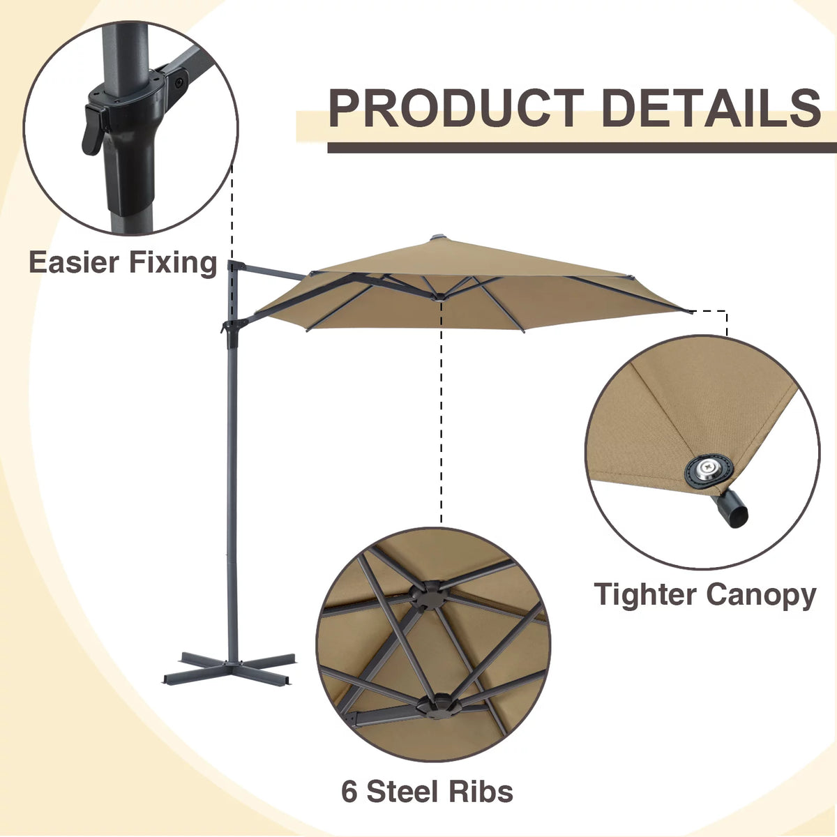 10ft Beige Outdoor Patio Umbrella I6830