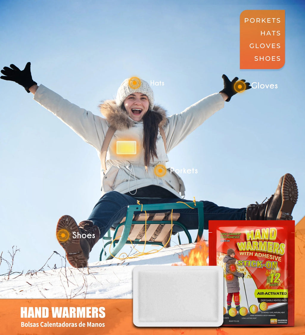 Body & Hand Warmers with Adhesive Backing, 40Pcs Disposable Warmers E932464