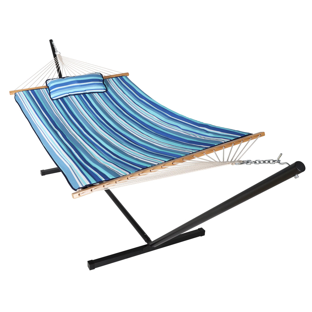 2-Person Hanging Hammock with Steel Stand and Cotton Pad J605952