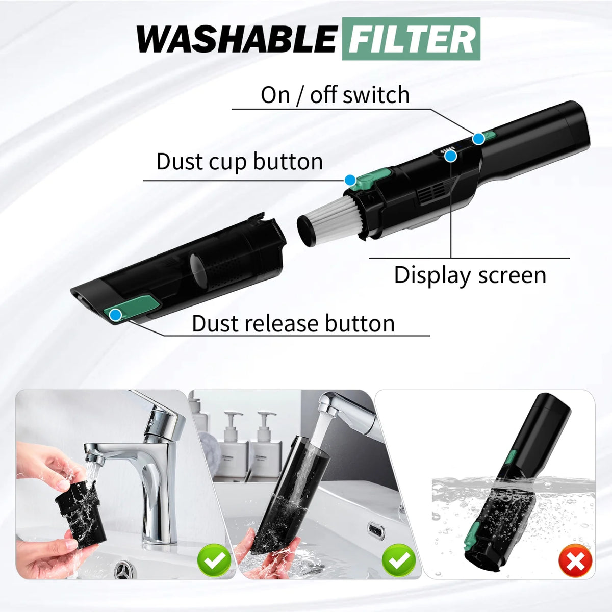 Handheld Cordless Vacuum with 15KPA Suction Z622