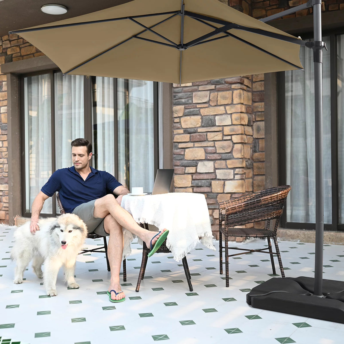 10ft Beige Outdoor Patio Umbrella I6830