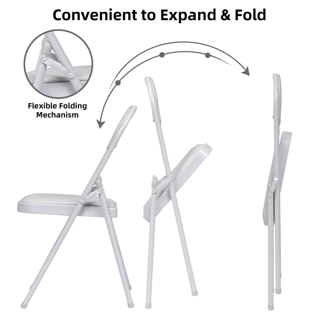White 4 Pack Padded Metal Folding Chair U488